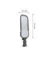 150W skumrings LED gadelampe - Skumringssensor, Ø60 mm, grå, IP65, IK09, 230V