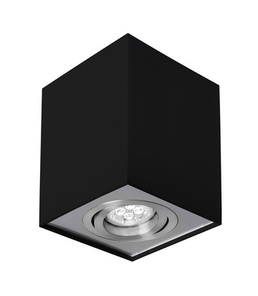 Chloe GU10 - IP20, firkantet, sort/sølv, justerbar, spot, uden lyskilde