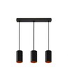 CHLOE GU10 X3 IP20 SUSPENDED LAMP BLACK GOLDEN RECTANGULAR BASE