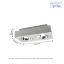 Mirora Overflade GU10 LED Armatur uden lyskilde - 250V, IP20, 293x145x85mm, Hvid, Rektangulær, Justerbar, Spot