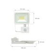 20W projektør med sensor - IP44, Varm hvid, hvid, med sensor