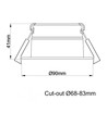 D8 Tilt360 LED indbygningsspot RA97 - 3000K, Sort