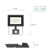 30W LED projektør med sensor - 6000K (Kold hvid), sort
