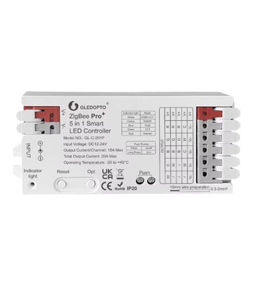 Gledopto Pro 5i1 Zigbee strip controller - Hue kompatibel, 12V/24V, RGB+CCT