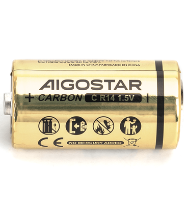 Kulstof-zink batteri R14C - 1,5V - 2-pak.