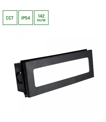 Encanta 6W 230V IP54 230x84x52mm Sort, nedsænket Facadelampe