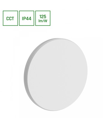 Piatta 9W CCT 230V IP44 120x47mm Hvid Rundt Facadelys