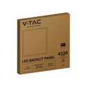 V-Tac 60x60 bagbelyst LED panel - 36W, hvid kant