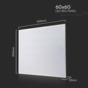 V-Tac 60x60 bagbelyst LED panel - 36W, hvid kant