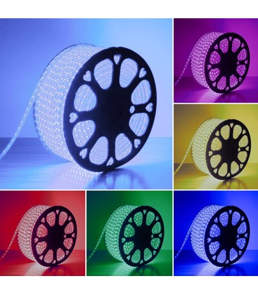 5 meter RGB CLIP-ON vandtæt LED strip - 230V, 60 LED, 9W pr. meter