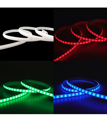 5 meter RGB CLIP-ON vandtæt LED strip - Hvid cover, 230V, 60 LED, 9W pr. meter