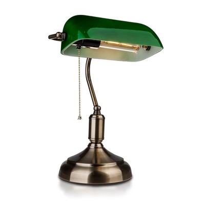 Se V-Tac Klassisk skrivebordslampe - Grønt glas, 1,5 meter ledning, E27 fatning, uden lyskilde maks. 60W hos MrPerfect.dk
