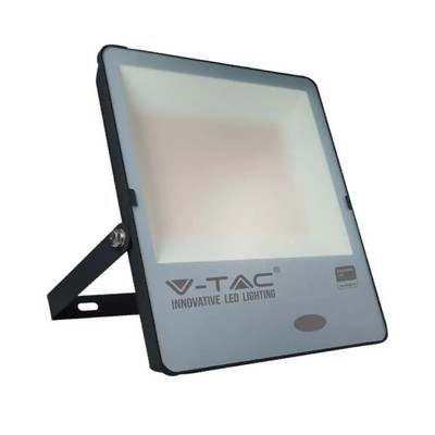 V-Tac 150W LED projektør - 100LM/W, indbygget skumringssensor, arbejdslampe, udendørs - Dæmpbar : Ikke dæmpbar, Farve på hus : Sort, Kulør : Varm