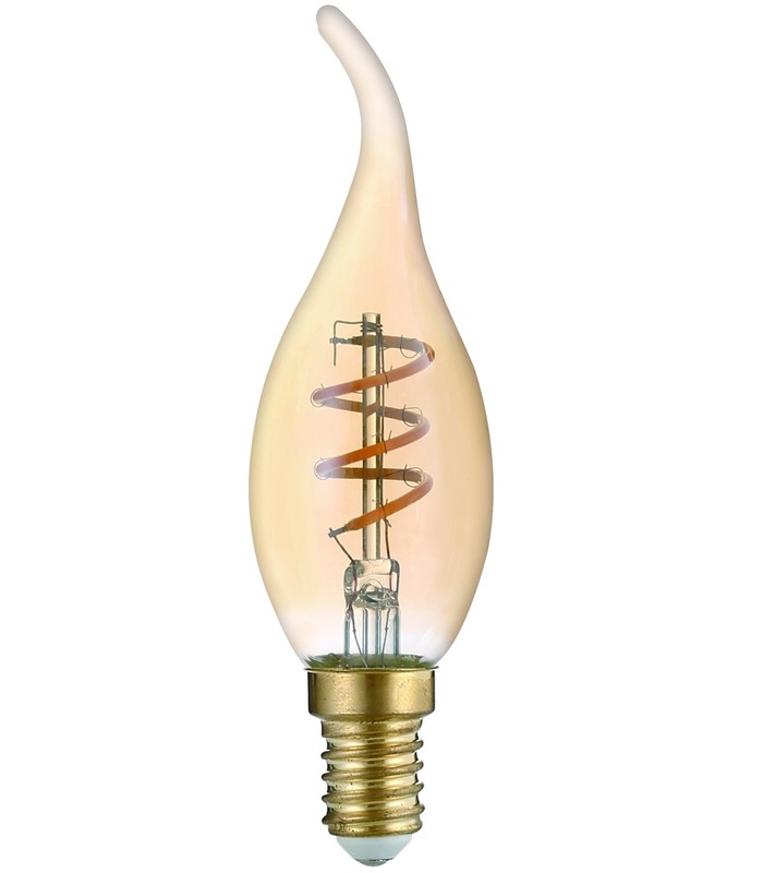 taxa foretage perle 3W LED flammepære - T35, kultråd, røget glas, E14, 230V
