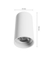 GU10 loftmonteret spot - Hvid, Ø5,5cm, højde 10cm, aluminium, IP20 indendørs, uden lyskilde