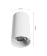 GU10 loftmonteret spot - Hvid, Ø5,5cm, højde 10cm, aluminium, IP20 indendørs, uden lyskilde