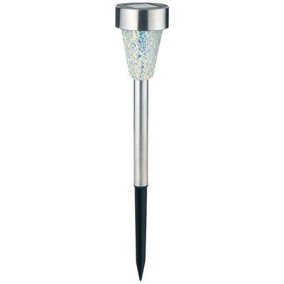 Solcelle havelampe - Mosaik/sølv, med spyd, 40cm høj