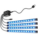 LED Strip til bil - Musikstyring, 4x0,225m, USB-drevet, 20-knaps controller