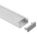 Aluprofil 18x8 til IP65 og IP68 LED strip - 1 meter, inkl. mælkehvidt cover, klips og endestykker