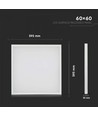 60x60 LED panel i ramme, 36W - Indbygget i hvid ramme, til direkte montering