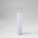 LED Bloklys 20cm høj, flammeeffekt, hvid - Ø5cm, 20cm høj, virker m. fjernbetj (ikke inkl.), timer, ægte stearin