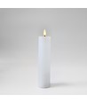 LED Bloklys 10cm høj, flammeeffekt, hvid - Ø5cm, 20cm høj, virker m. fjernbetj, timer, ægte stearin