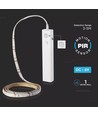 1m 2,4W/m stænktæt LED strip - 6V DC, IP65, PIR sensor, batteri, 30 LED pr. meter
