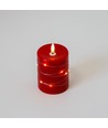 LED Bloklys med lyskæde, 10cm høj, flammeeffekt - Ø7,5cm, 10cm høj, virker m. fjernbetj, ægte stearin, rød