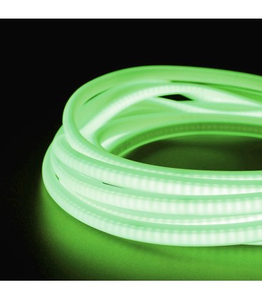 5 m. vandtæt Grøn Neon COB strip - 230V, IP67, 288 LED, 11,5W/m, kan klippes for hver 50cm