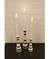 3-pak hvide LED stearinlys, flammeeffekt - Ø2,2cm, Højde: 24,5cm, kronelys, inkl. fjernb., timer