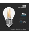 E27 4W 3-trin dæmpbar LED kronepære - G45, Kultråd, klart glas