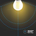 V-Tac 4W LED kronepære - G45, kultråd, klart glas, E27