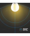 V-Tac 4W LED kronepære - 3-trin dæmpbar, G45, kultråd, klart glas, E27