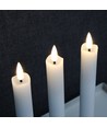 3-pak hvide LED stearinlys, flammeeffekt - Ø2,2cm, Højde: 24,5cm, kronelys, inkl. fjernb., timer