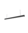 48W LED lysskinne - 150cm, 120 lm/W, Sort, loftlampe til kontor, inkl. wireophæng