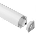 Alu hjørneprofil 16x16 til LED strip - 1 meter, inkl. mælkehvidt cover, klips og endestykker