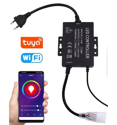 230V RGB WiFi Smart Home controller - Inkl. endeprop, til 230V, memory funktion, 100 m.