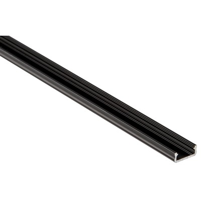 Aluprofil Type D til indendørs IP20 LED strip - Lav, 1 meter, sort, vælg cover - Front cover : 1. Matteret