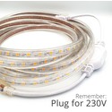 5 m. vandtæt LED strip (Type Q) - 230V, IP67, 60 LED, 6,5W pr. meter