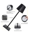 LED bordlampe med trådløs opladning - Sort, IP54 Inde/udendørs, touch dæmpbar