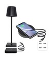 LED bordlampe med trådløs opladning - Sort, IP54 Inde/udendørs, touch dæmpbar