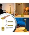 Opladelig LED bordlampe med trådløs opladning - Guld, IP54 Inde/udendørs, touch dæmpbar