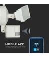 18W LED projektør med WiFi kamera og sensor - 6000K, IP44, hvid, PIR bevægelsessensor, app styret