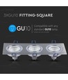 3xGU10 Lampe - Kvadratisk, Aluminium Børstet