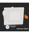 V-Tac 12x12cm, 6W LED indbygningspanel - Hul: 11x11 cm, Mål: 12x12 cm, 230V