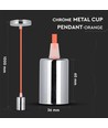 E27 Krom Metal Kop Pendel Lampe - Orange