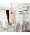 Ø12,5cm pendel i beton og træ - Rød, E27 fatning, moderne design