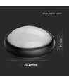 12W Oval Dome Lys - IP54, 6400K, Sort Hus