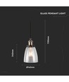 Transparent Glass-Metal pendel - E27 fatning, max 60W, glas og metal, uden lyskilde