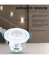 PIR Loftsensor (maks: 400W LED) - Bevægeligt hoved